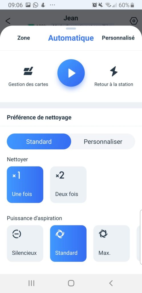 application-réglages-deebot-x1-plus